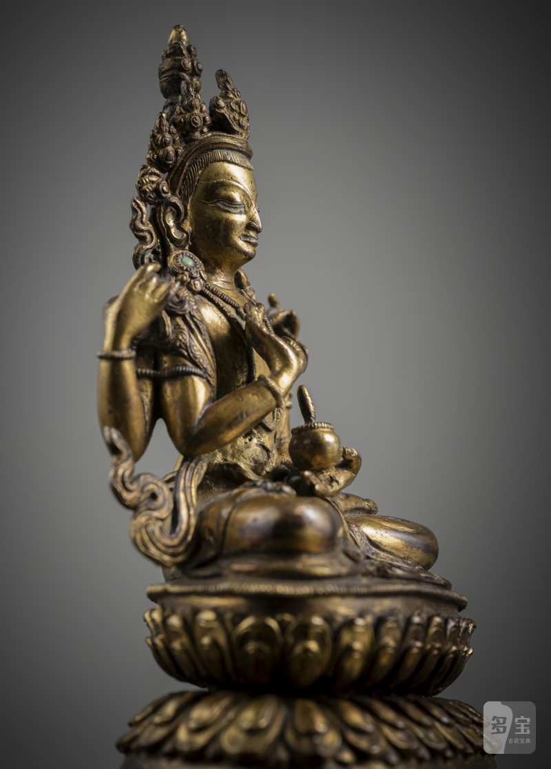 A GILT-COPPER FIGURE OF MANJUGOSHA - 图3